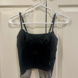 Black Lace Trim Cami going out Top